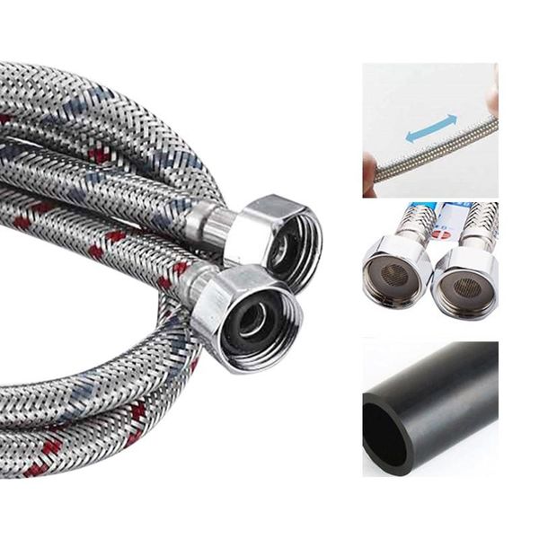 

stainless steel explosion-proof hose and cold water faucet inlet pipe shower thick silicone bathroom bath accessory set