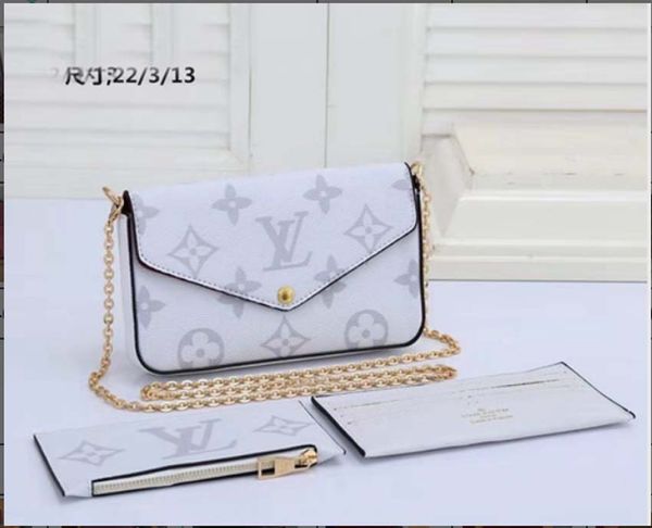 

designer handbags shoulder bag totes 3pcs set pochette accessories brown flower messenger chain strap cross body ladies flap purse clutch wi