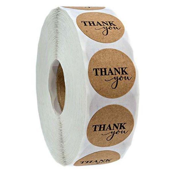 

gift wrap y8ab 500pcs/roll round natural kraft thank you stickers seal labels scrapbooking decoration
