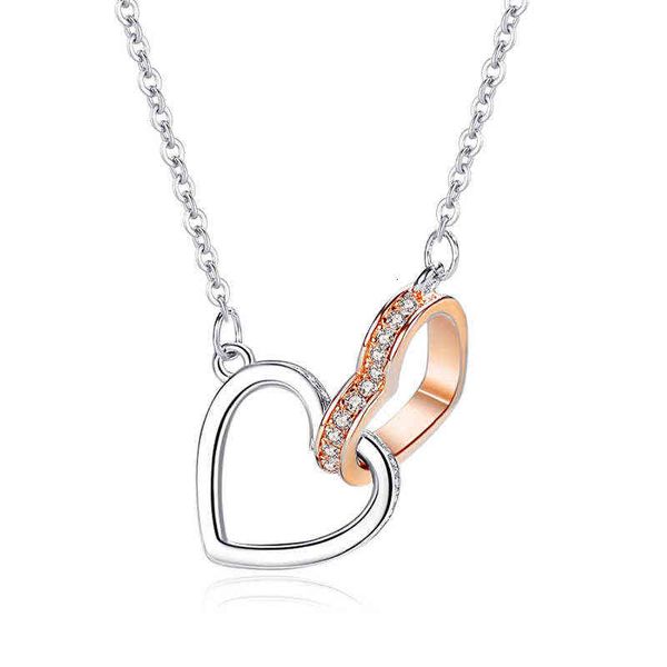 

s925 sterling sier love necklace sweet pendant simple heart to heart, Silver