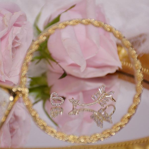 

the design sense of love sword earrings personality fashion jewelry zircon declare that are women. stud, Golden;silver