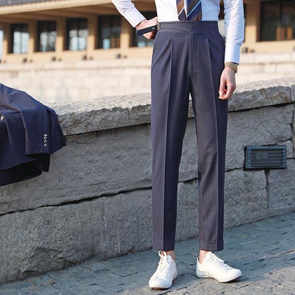 

men's suits & blazers casual high waisted jeans men versatile business straight pants fashion drape pantalon de vestir hombre mens form, White;black