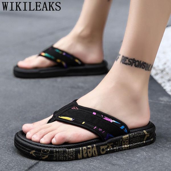 

slippers fashion beach men summer shoes mens outdoor designer slides luxury 2021 zapatos, Black