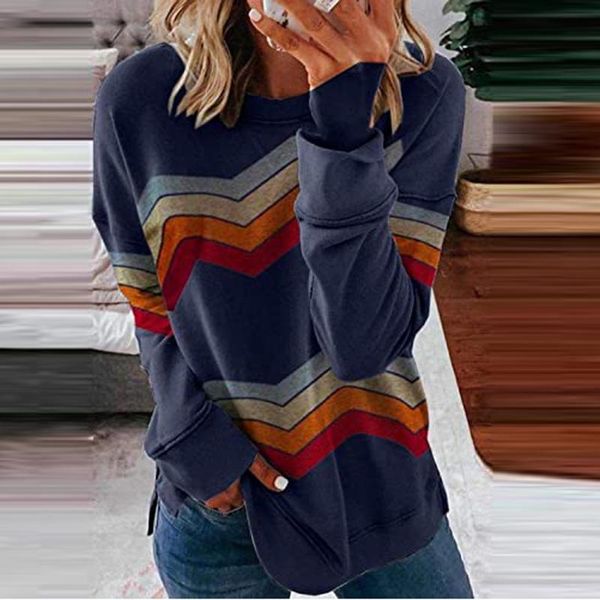 

women's t-shirt casual long sleeve stripe print color matching t shirt slim streetwear women sweatshirt sudadera mujer, White