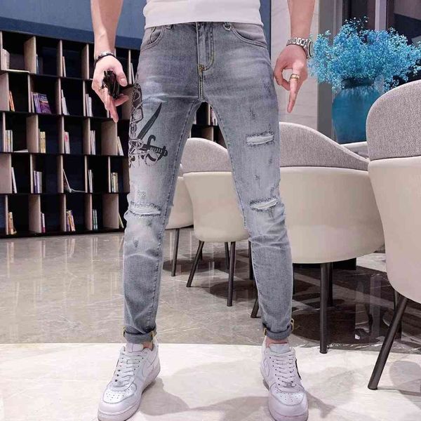 

jean men's jeans spring summer fashion youth thin and versatile pants, Blue