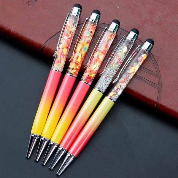 

ballpoint pens creative dazzle colour pen hourglass metal ball-point students gifts advertising, Blue;orange