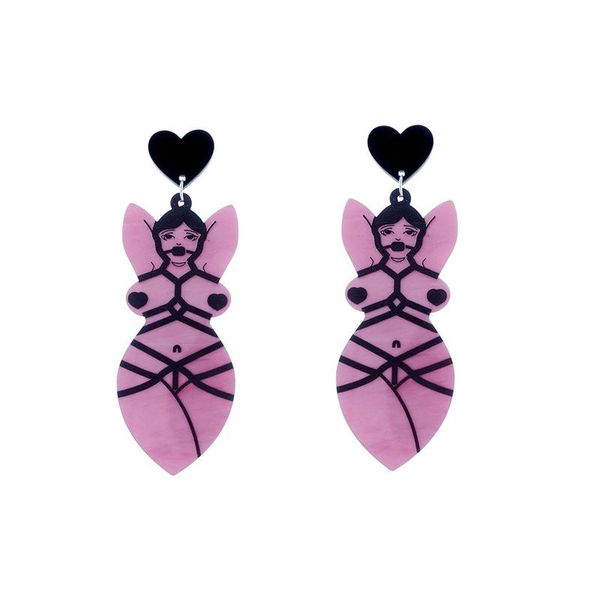 

dangle & chandelier female bundling naked women love funny exaggeration earrings fashion acrylic jewelry drop, Silver