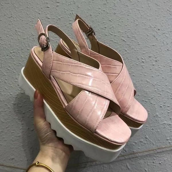 

wedges shoes for women luxury ladies sandals leather summer gladiator buty damskier platform sandalia feminina, Black