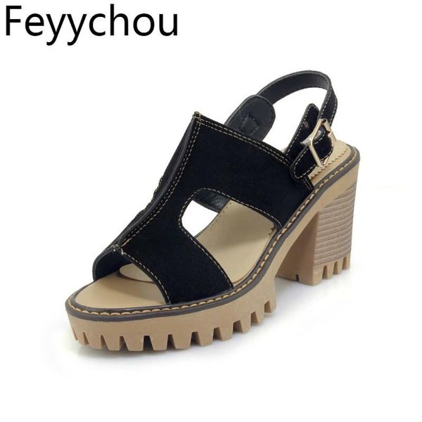

women sandals super high heels beach shoes summer pu ankle buckle peep toe platform fashion casual black beige chocolate color