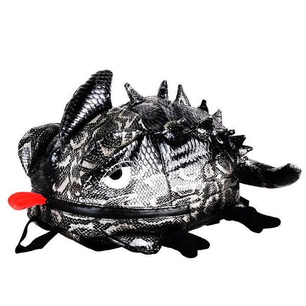 

backpack 2021 personality female chameleon cartoon street lizard male snake skin pattern shoulder bags student school bag