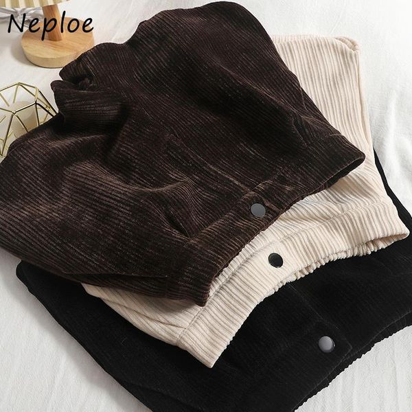 

women's shorts neploe high-waist solid color woman elastic wasit straight-leg pants women 2021 autumn winter casual corduroy pant, White;black