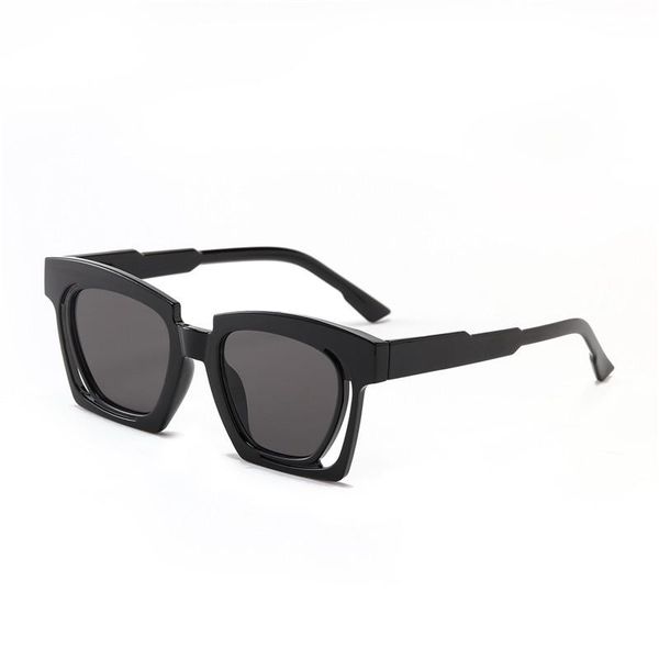 

sunglasses 2021 fashion gradient square women vintage unique hollow eyewear men champagne tea sun glasses shades uv400, White;black
