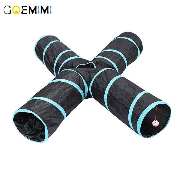 

holes 11 colors foldable pet cat tunnel indoor outdoor training toy for animal play tube t-joint toys