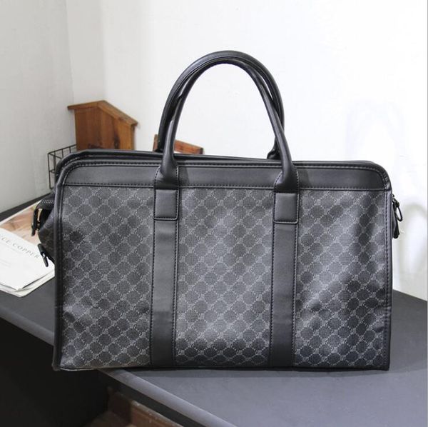 

mens leather shoulder bags outdoor fitness sports business trip leisure travel bag simple atmosphere plaid fashion handbag street trend polk
