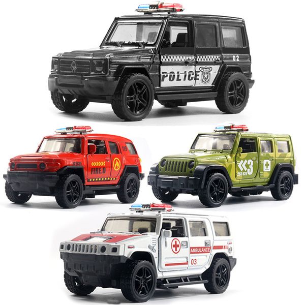 Auto in lega 4 pezzi Mixl modello di veicolo fuoristrada doppia porta avanti e indietro Patrol Wagon ornamenti per dolci giocattoli per bambini all'ingrosso