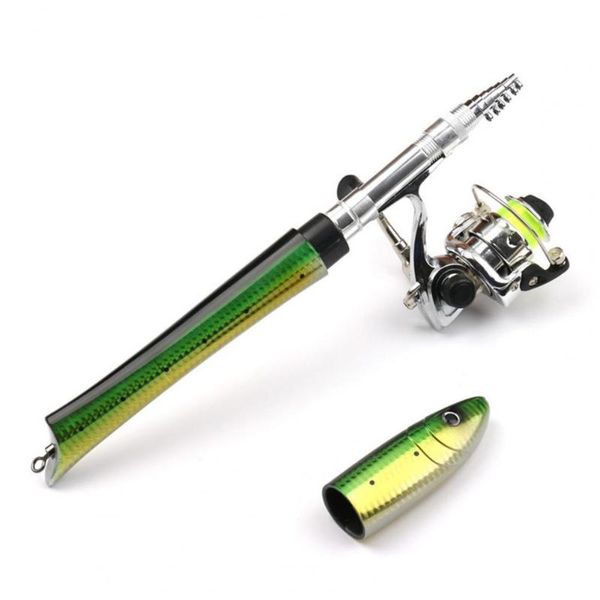 

1m portable mini fish shape rod sea fishing spinning casting reel kits gear set combo