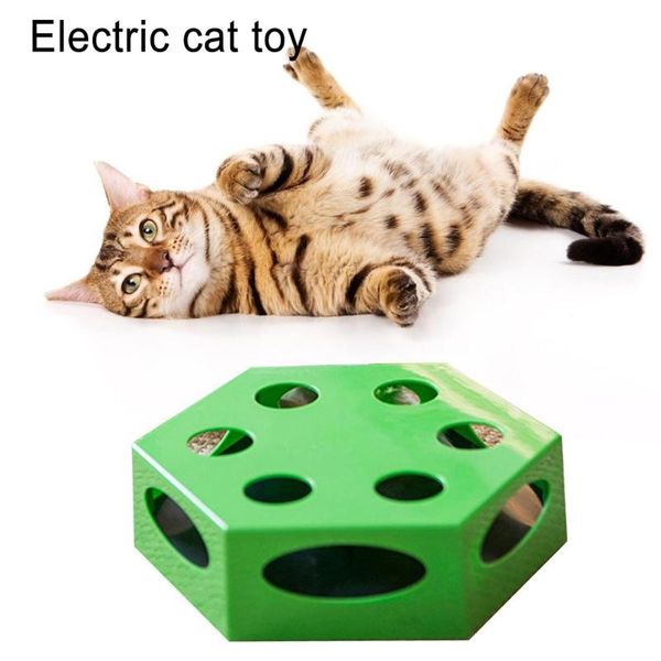 

electric cat toys automatic hexagonal non-slip rotary feathers table funny box pet toy supplies