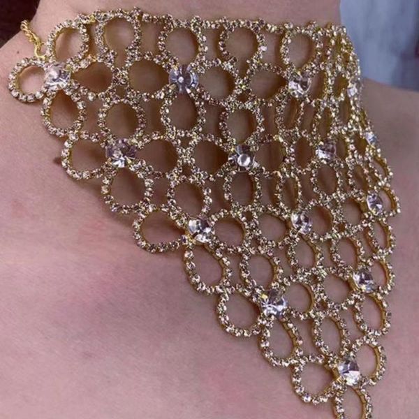 

chokers 2021 luxury rhinestone flower short choker necklace wedding jewelry for women crystal big bib collar accessories, Golden;silver