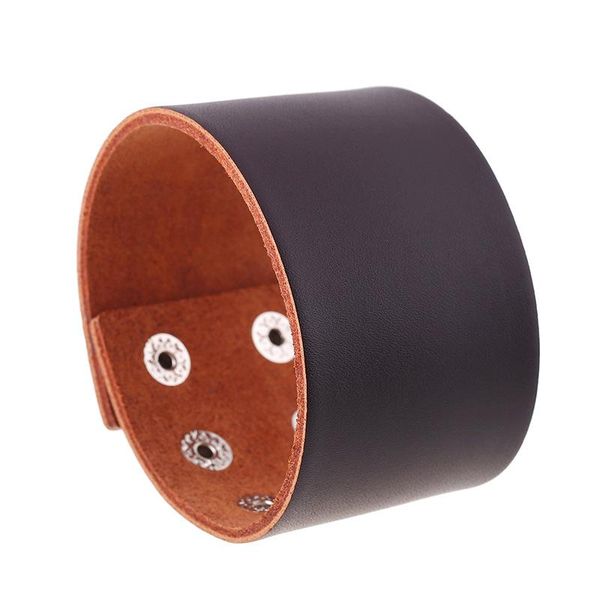 

tennis vintage simple genuine leather men cuff bracelets flat wide brown male bangles arm/wrist jewelry ornaments findings, Golden;silver