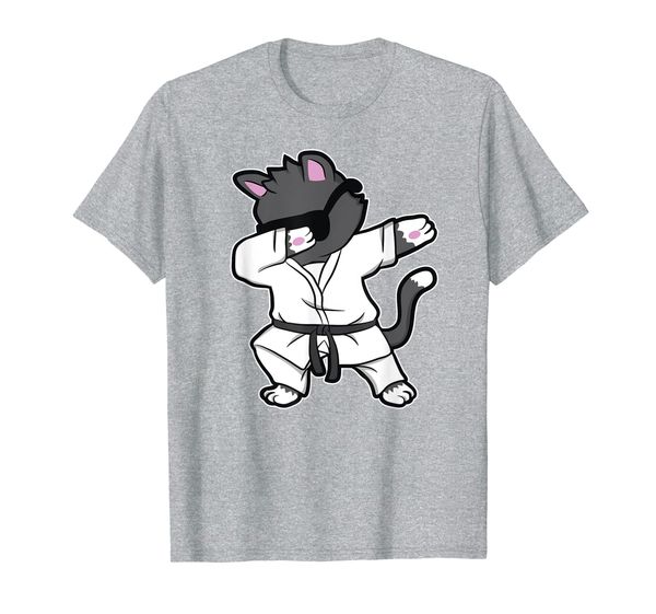

funny dabbing karate cat t-shirt for karate girls, White;black