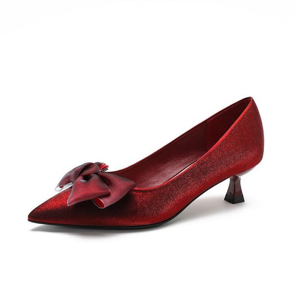 

dress shoes lolita plus size 42 43 women's pumps elegant pointed toe mid heel silk lady's wedding dresses for women comfy work off, Black