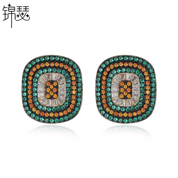 

jewelry charm stud creative women's copper inlaid zirconium earrings gift, Golden