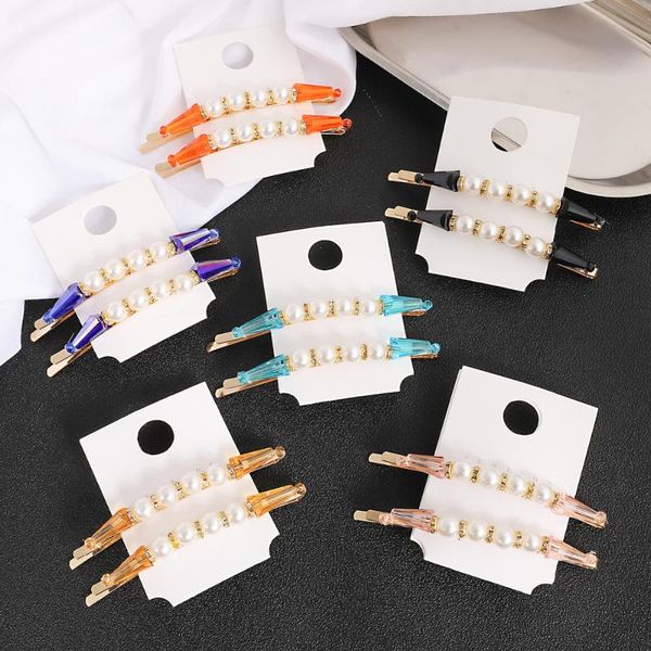 

hair clips & barrettes fashion girl elegant pearl crystal hairpin sweet headdress clip for women word folder barrette party head wear, Golden;silver