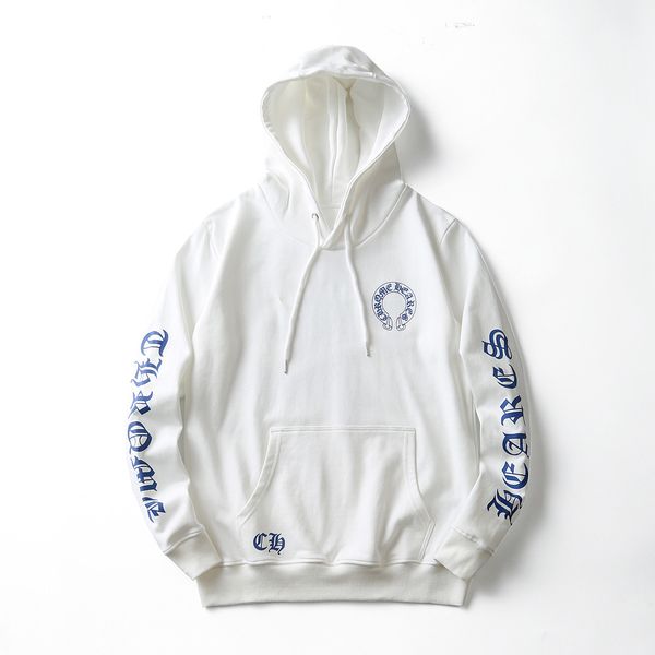 

ch sanskrit print cross pullover hooded sweater long sleeve coat men's and women's net red, Black