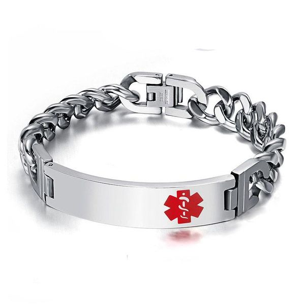 

charm bracelets nameplate bracelet mens stainless steel red sign jewelry chain on hand big gifts for male accessories, Golden;silver