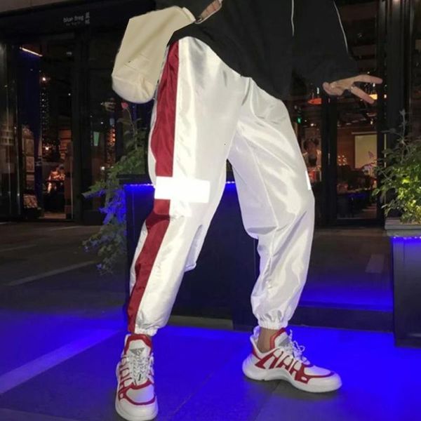 

men's pants arrival men reflective side stripe waist drawstring hip hop beam sports trousers 35n4, Black