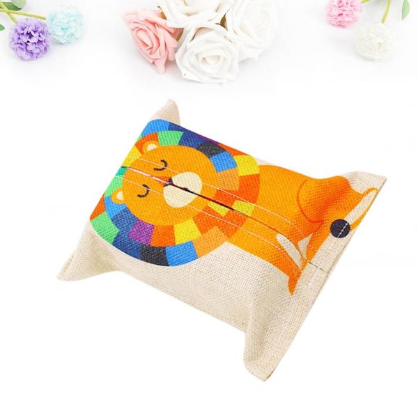 

1pc cotton fabric facial tissue paper cover holder box bag napkin storage container case for living room bedroom(lion patter boxes & napkins