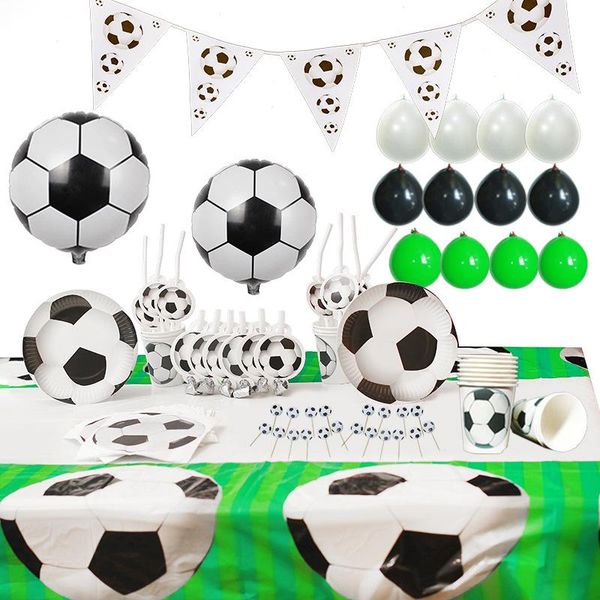 Einweggeschirr Fußball Party Geschirr Set Tasse Teller Tischdecke Alles Gute zum Geburtstag Dekoration Kind Baby Shower Supplies