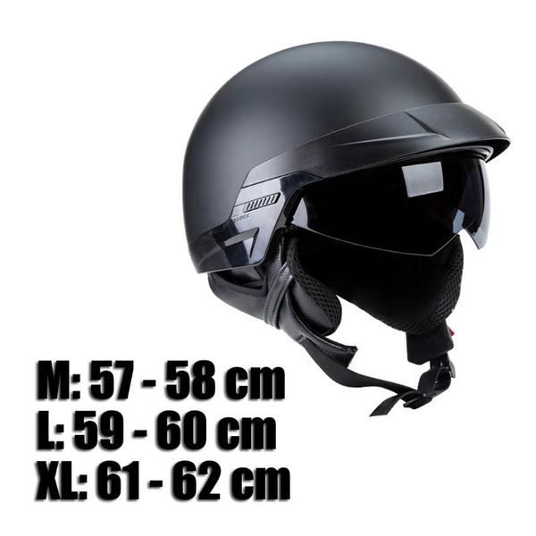 

motorcycle helmets half helmet with sunshield quick release strap,light weight and small footprint
