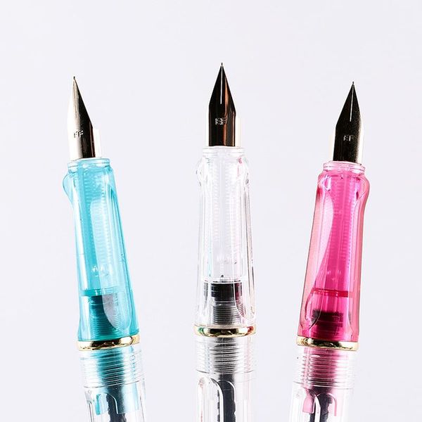 

fountain pens 4 colors piston pen refillable ink student's posture writing calligraphy art flat tip tibetan arabic