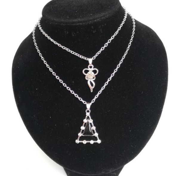 

lovers drop oil gemstone pendant ocean heart full of diamond necklace, Silver