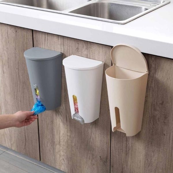 

storage bottles & jars otherhouse hanging garbage bag box kitchen plastic bags dispenser holder wall mounted rubbish organizer container