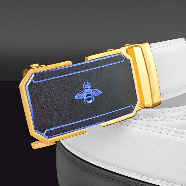 

brand belt 2021 new bee belt men's trend white fashion leather young people's versatile casual trouser, Black;brown