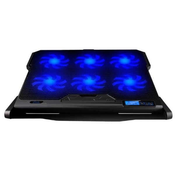 

lapcooling pads usb pad cooler stand 6 fans lcd display external coolpad base heatsink bracket fan mat for 14" 15.6" lap