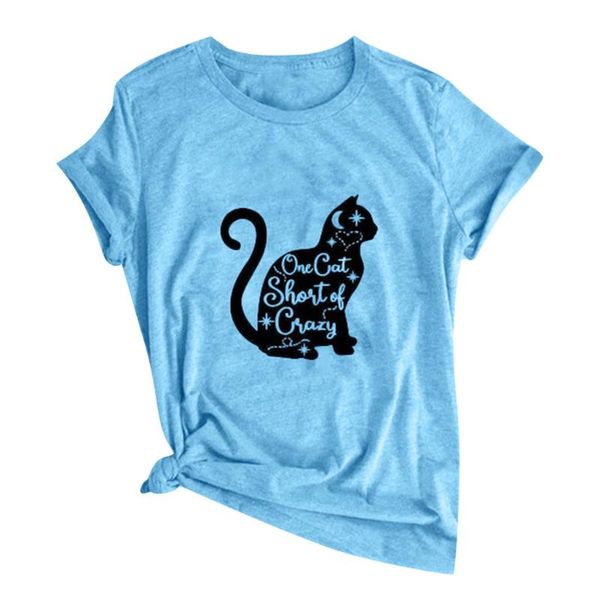 

women's t-shirt clothes for women summer sleeve short letter printed fun tees o neck cute cat t shirt shirts couples boyfriends, White