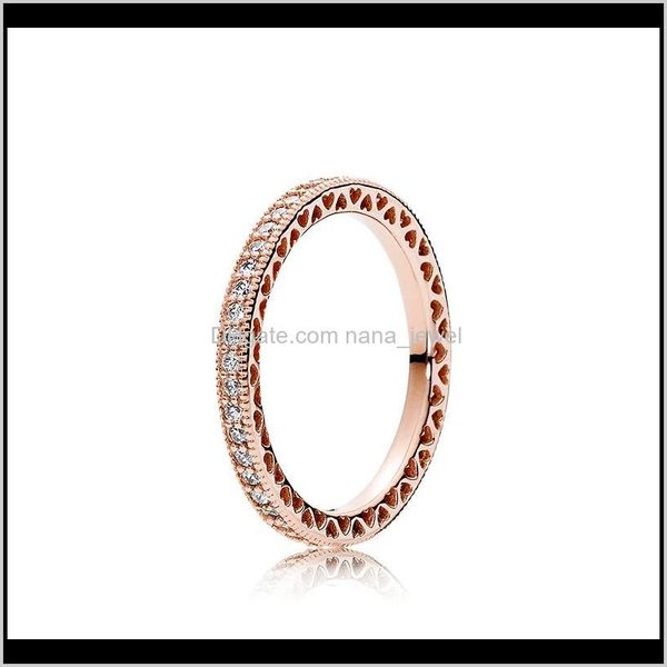 

luxury 18k rose gold cz diamond wedding ring for pandora 925 sterling silver rings with original box set engagement jewelry for women hw8al, Slivery;golden