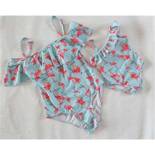 

children's suit flamingo children's one piece parent child swimsuit, Black