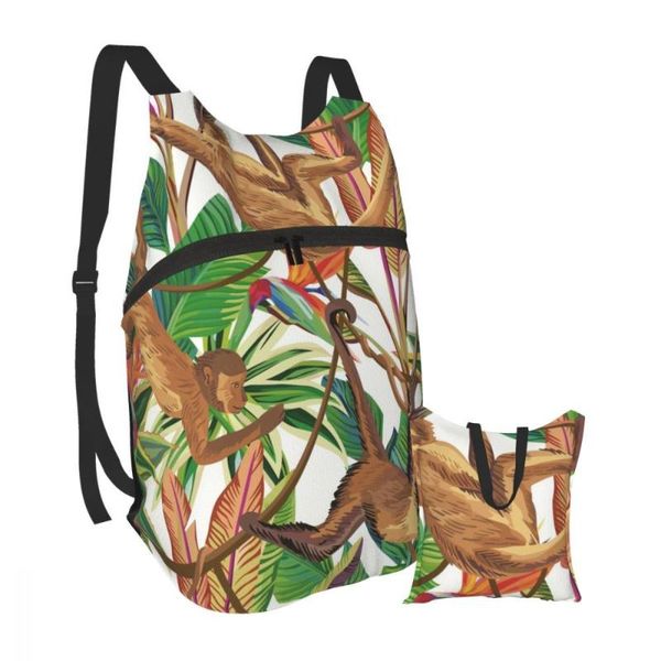 

backpack tropical monkey in the jungle portable folding outdoor sport bag for camping cycling