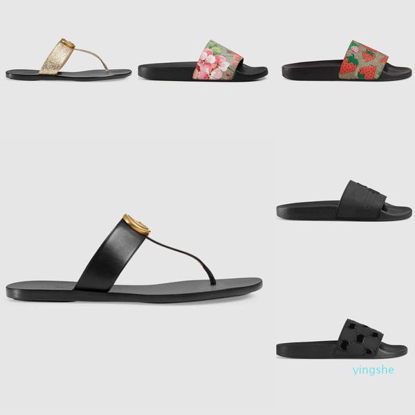 

fashion- slipper designer slide summer sandals fashion men beach indoor flat flip flops leather lady women shoes ladies slippers, Black