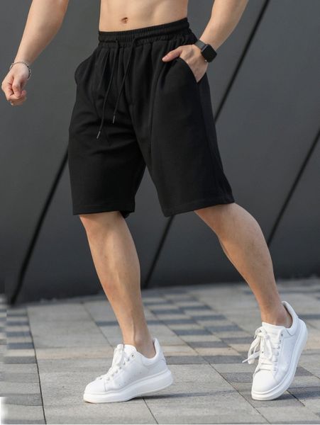 

men slant pocket drawstring waist shorts a518#, Black
