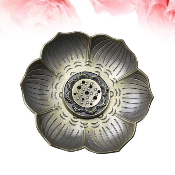 

fragrance lamps alloy incense burner dish creative plum blossom stand stick holder portable ash catcher tray (aeneous)