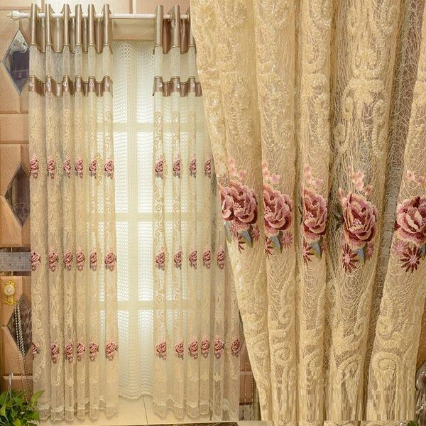 

european luxury window curtains for living room velvet embroidered floral tulle blackout drape custom curtain & drapes