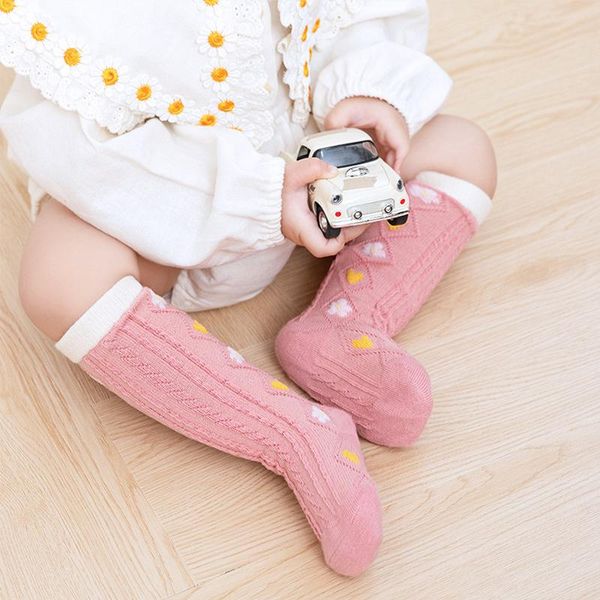 

socks floral printed baby girl winter warm soft knitted born knee-on infant toddlers kids long, Pink;yellow