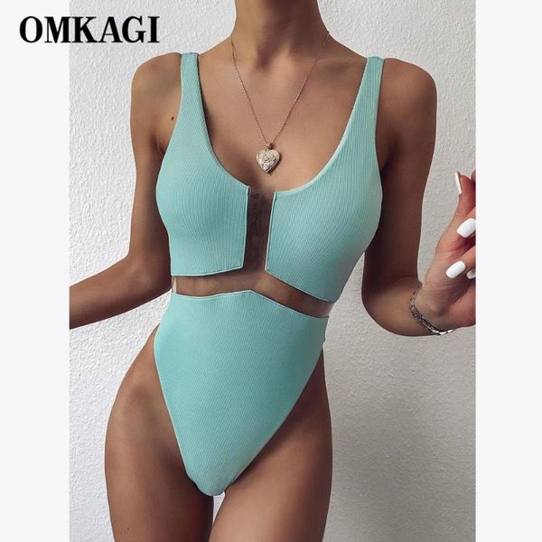 

one piece swimsuit women summer bathing suit with pad green backless swimwear push up female one-piece suits