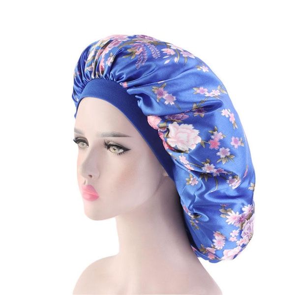 

floral printing large size sleep cap for long hair shower caps head cover protector 20 colors