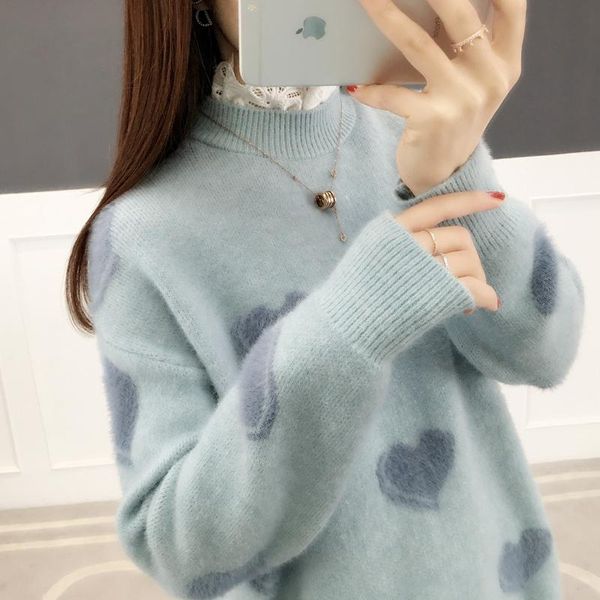 

women's sweaters 2021 sweater pullover lace collar3038 - real half-high collar 54w zone 65, White;black